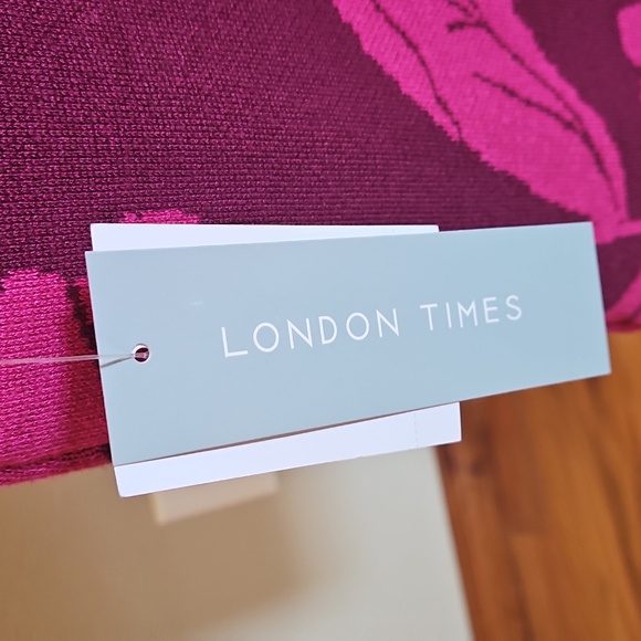 NWT London Times, Floral Pink and Black Women's Sweater Dress, Small - Picture 4 of 6